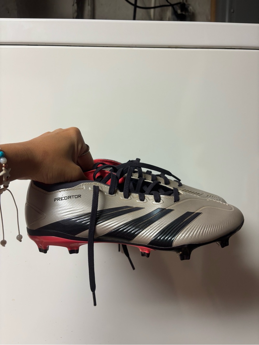 adidas Predator Soccer Cleats - Silver/Black/Red